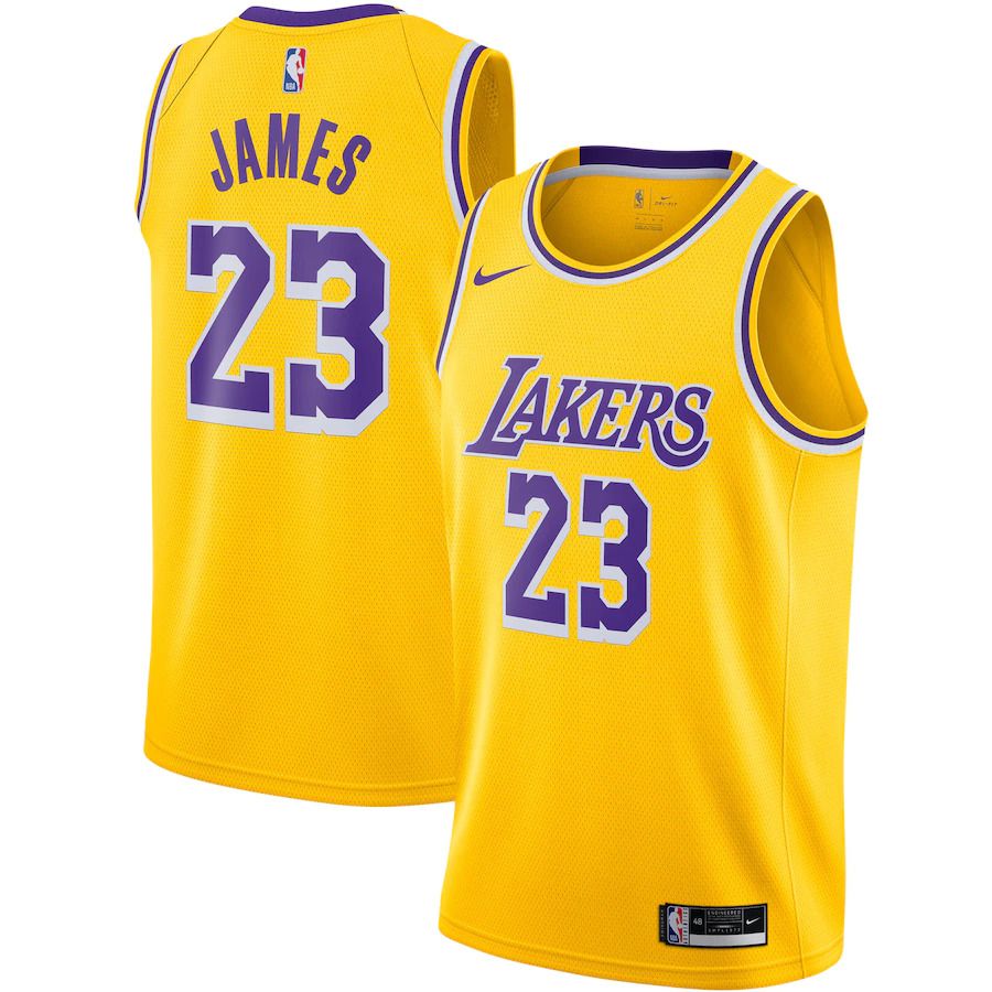 Men Los Angeles Lakers #23 LeBron James Nike Gold Swingman NBA Jersey->los angeles lakers->NBA Jersey